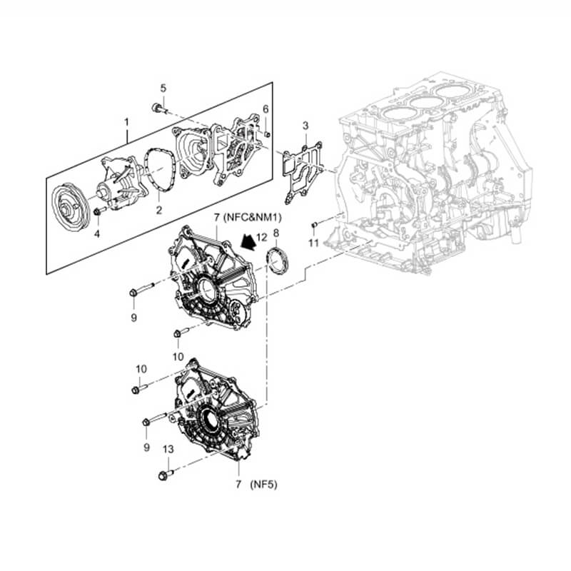 Car Water Pump For Chevrolet Cruze