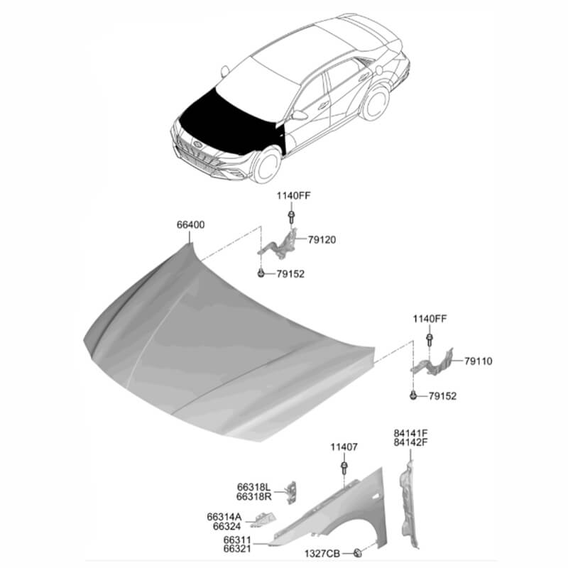 Car Engine Hood For Hyundai Elantra